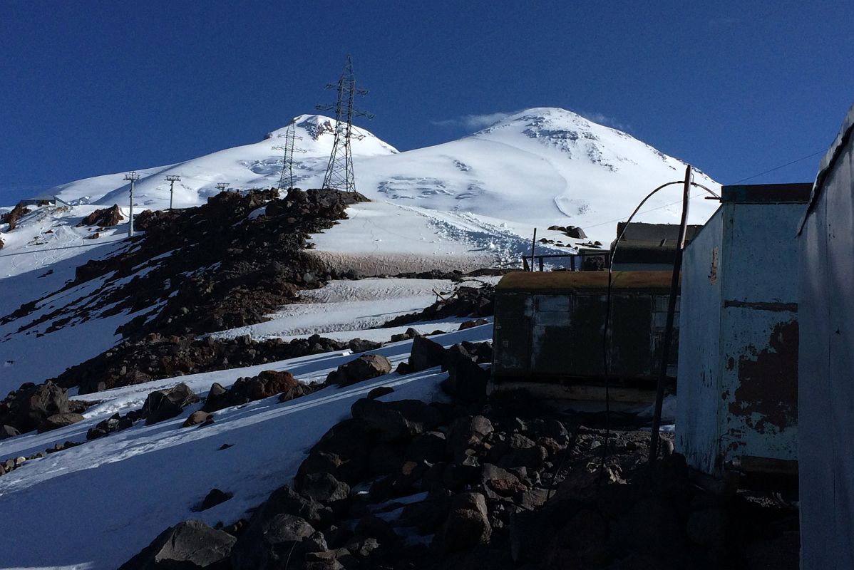 06A Mount Elbrus Western And Eastern Summits Early Morning From Garabashi Camp 3730m